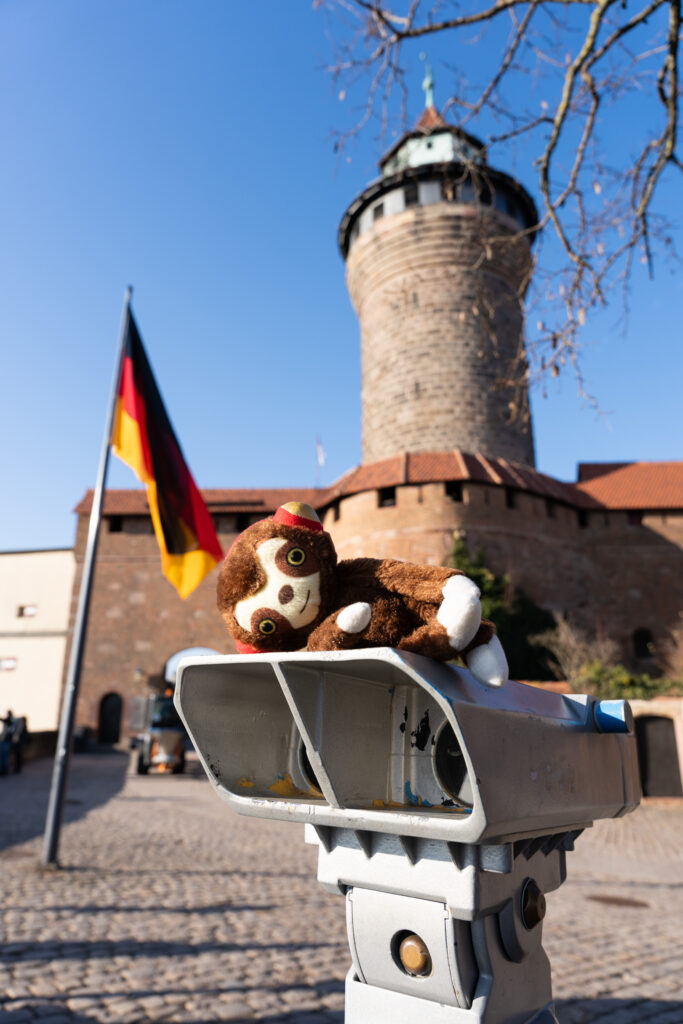 View from Nuremberg Castle in Nuremberg with Monkey Plush, Photo by Alex Lau