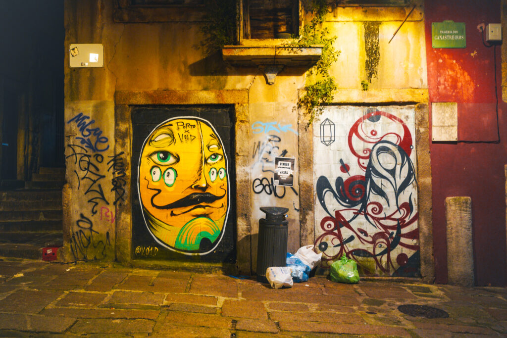 Lisbon mural at night, photo by Alex Lau